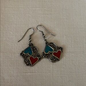 Heart-Shaped Silver toned Earrings